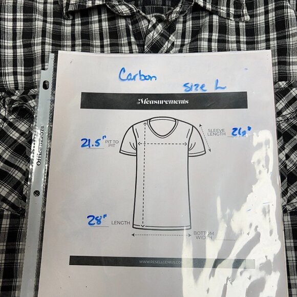 Men's Carbon Black Plaid Long Sleeve Button Down Shirt. Size Large - Picture 4 of 4